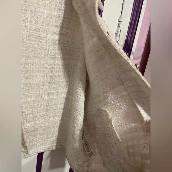 ZARA Off-White Textured Tweed Button-Up Jacket – Size M - Picture 4 of 12